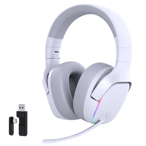 벤트론스 무선 게이밍 헤드셋 RGB 3모드 연결방식 가상 7.1 채널, 화이트, CT780