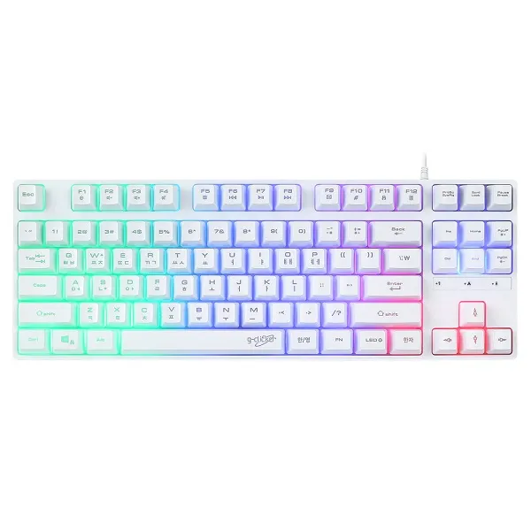 지클릭커 슈퍼히어로 저소음 RAINBOW LED 87 유선 텐키리스 게이밍 키보드