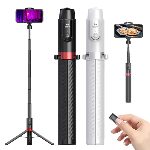 이쏘코리아 셀카봉 삼각대 블루투스 130cm 스마트폰 핸드폰 아이폰, Oth-AB402(화이트), 1개
