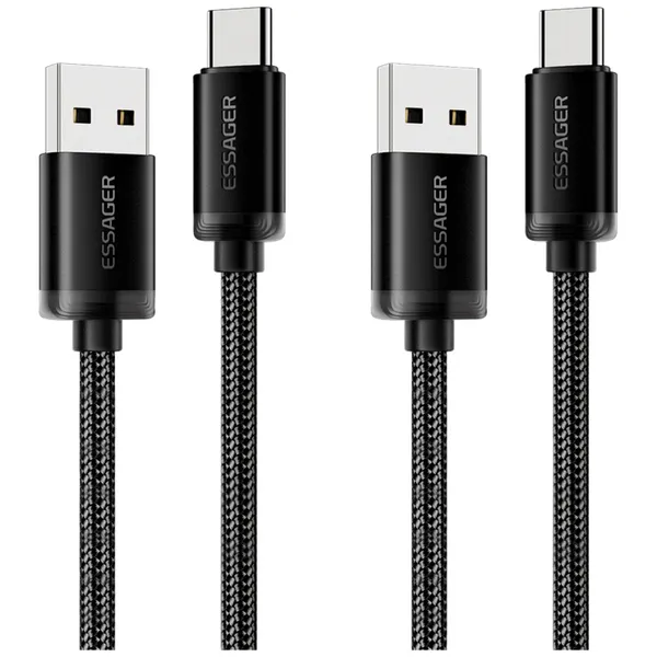 Essager 3A C타입 고속 충전케이블, 2개, 블랙, 2m