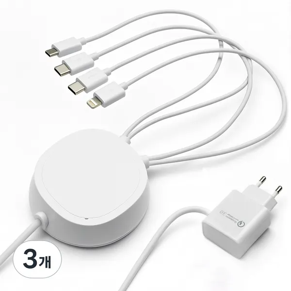 팝폰 4in1(C핀/C핀/8핀/5핀) 업소용 핸드폰 멀티충전기 TC45, 3개, 단일