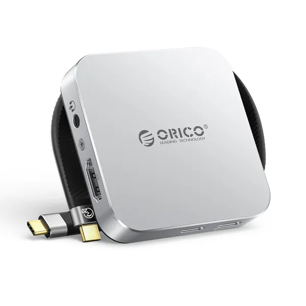 오리코 C타입 8 in 1 M.2 2230 NVMe 오디오 SD/TF 카드 슬롯 HDMI 4K@60Hz PD100W 도킹스테이션 MG7-G2, 실버, 1개