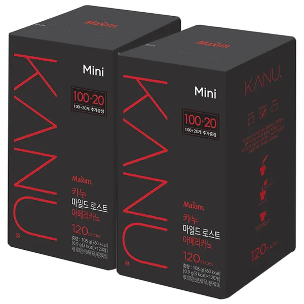 카누 마일드 로스트 아메리카노 원두커피스틱 미니, 900mg, 120개입, 2개