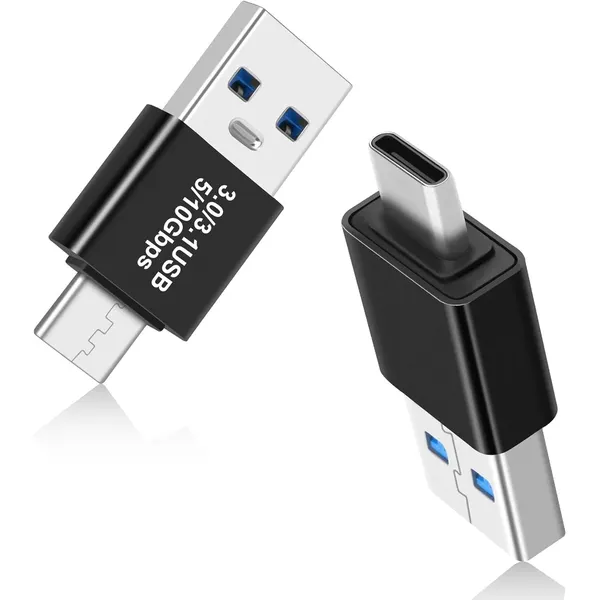 USB 3.0/3.1 수-USB-C 수 어댑터, OTG 3.0/3.1 USB-A to Type-C 어댑터, 초고속 데이터 전송 Gen2 10Gbps 지원, USB-C 연결, 2개, 블랙, 3cm