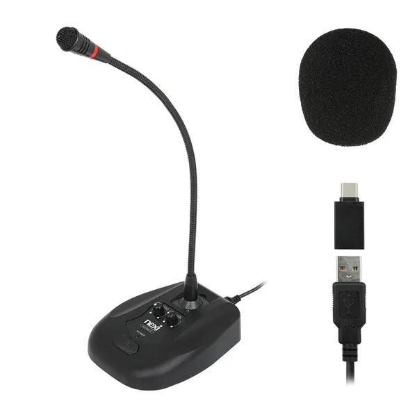 고감도 컴퓨터 구즈넥 마이크 USB C타입 다이내믹 콘덴서 볼륨 녹음 스탠드형 PC 게임 회의 유선 방송용, 선택1, NX-STCMIC-01 (NX1534)