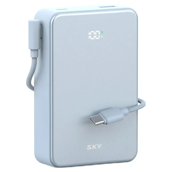 SKY 필 Cube 20000mAh PD QC 22.5W 고속충전 LCD잔량표시 대용량 미니 보조배터리 케이블 멀티단자, 블루, SKY-A20