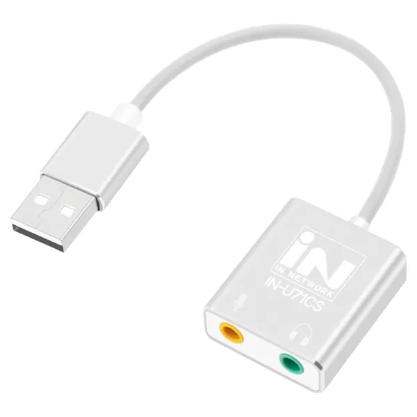 인네트워크 가상 7.1채널 지원 USB 케이블형 사운드카드 외장형, 1개, IN-U71CS