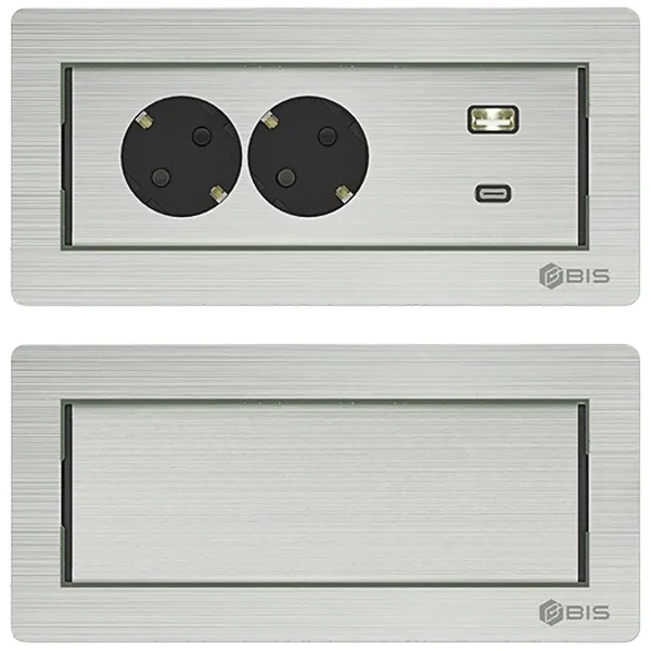 BIS플랫회전콘센트2구 화이트 빌트인 매립 USB 고속충전 사무실 회의실 책상 BID-N202MF, 1개