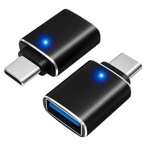 타입C to USB-A 어댑터, USB C 수-USB 3.0 암, 고속 데이터 전송 및 인터페이스 변환, 충전/OTG 지원, 2개, 블랙, 3cm
