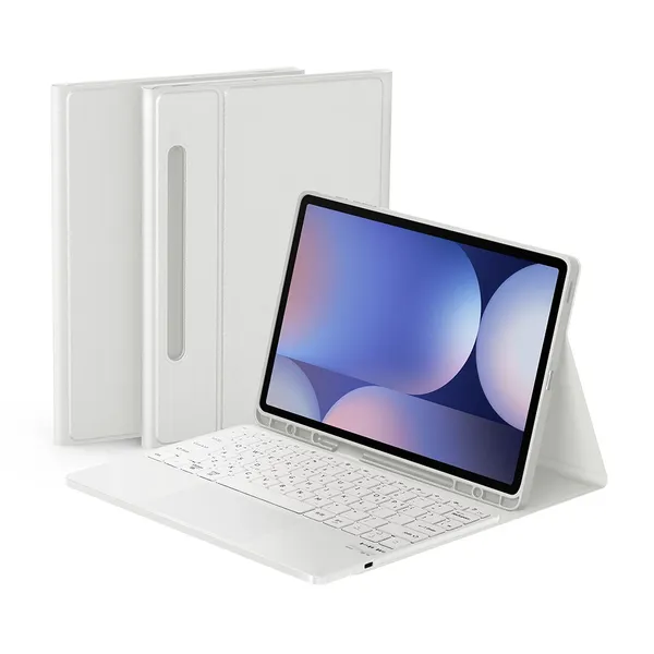 데이웍스 갤럭시탭 S10+ 플러스 블루투스 터치패드 키보드 북커버 케이스 S펜 수납, 모티보 플러스_화이트