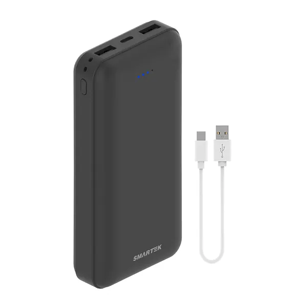 스마텍 듀얼포트 슬림보조배터리 20000mAh c타입 케이블, STPB-SL2(BK), 블랙