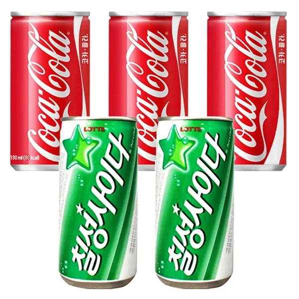 무료배송 코카콜라190ml + 칠성사이다190ml = 30개(반반) 미니캔 탄산음료캔 음료도매 업소용음료, 30개, 190ml